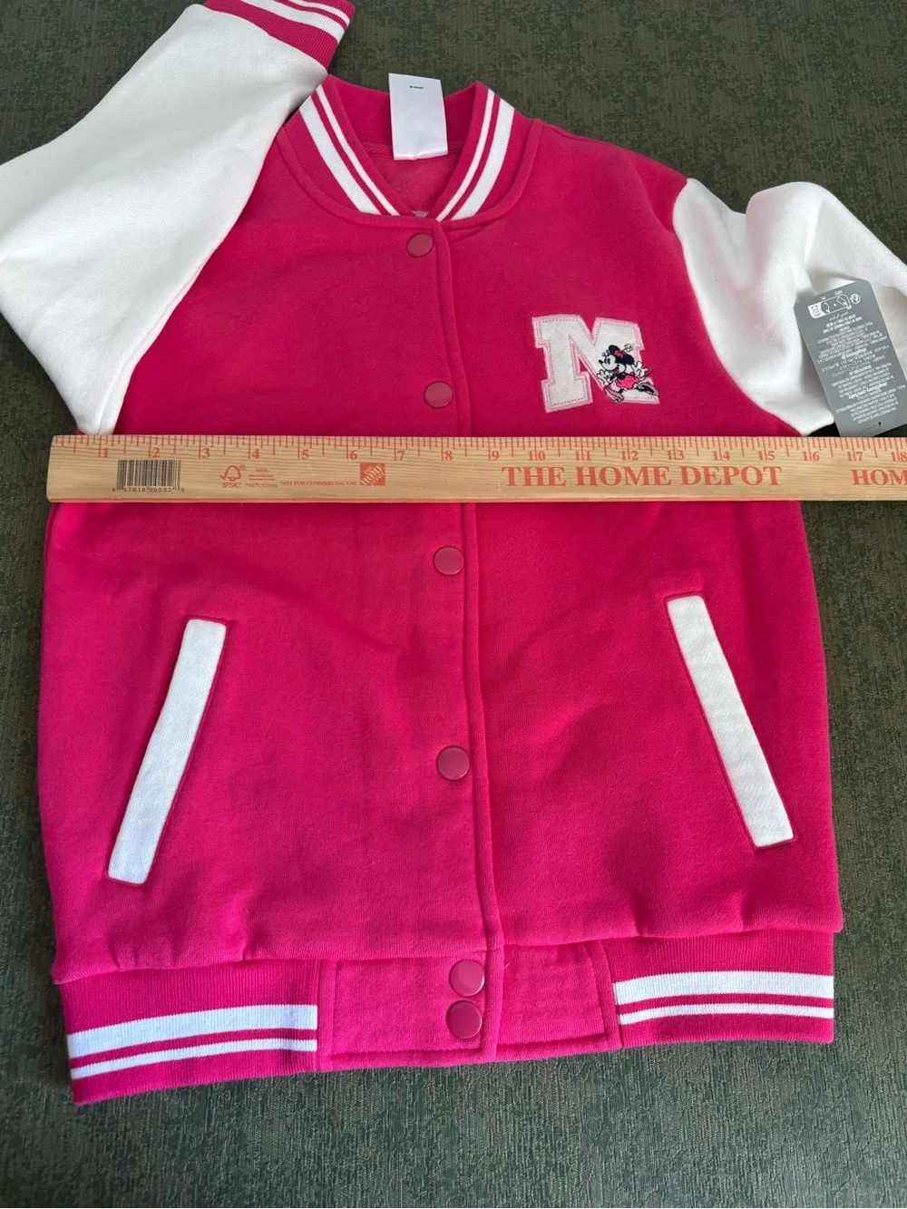Disney Kids Pink and White Varsity Puffer Jacket